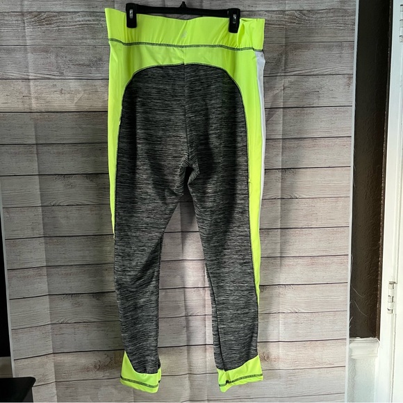 Gray / Black / White & Neon Green Athletic Body Instincts Leggings, Size 4X - Picture 2 of 4